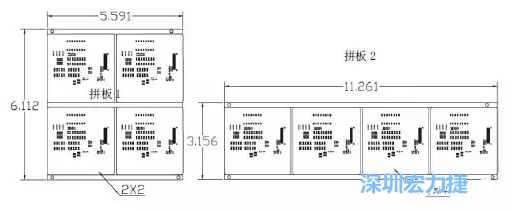 如图9所示在两种拼板中PCB单元的排列方式不同。拼板方式是V-CUT。这两种拼板尺寸有明显的的差异，将导致各自所需的生产拼板尺寸改变-深圳宏力捷