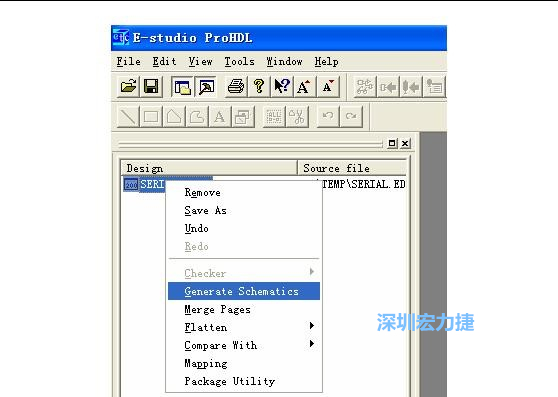 4．右键点击 Serial.EDF 文件，选择 Generate Schamatics：
