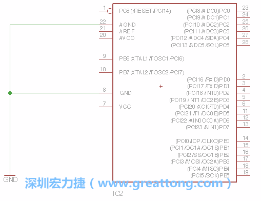 排针的用途是连接微控制器的输出和输入，它提供了一个平台给焊线和针脚。