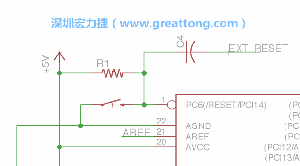 很多PCB设计者的设计不符合人体工学，他们使用很小的按钮、不方便的元件配置和难以解读的标签，千万不要变成这样！这次我们的设计有一个大小合适的重置按钮（reset button）和可以清楚辨认是否已经接上电源的LED指示灯。